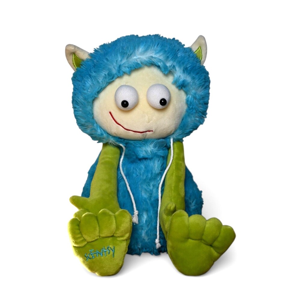Scentsy Buddy Gilly The Alien Monster Plush Blue Green Hooded 16" Retired Fuzzy
